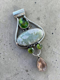 Peace Jade Silver Overlay Pendant