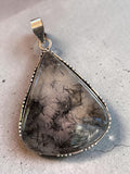 Black Rutilated Quartz Silver Overlay Pendant
