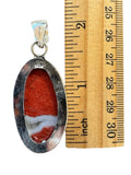 Red Rainbow Jasper Silver Overlay Pendant