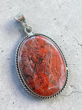 Red Moss Agate Silver Overlay Pendant