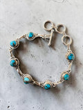 Kingman Blue Copper Turquoise Solid 925 Sterling Silver Bracelet