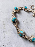 Kingman Blue Copper Turquoise Solid 925 Sterling Silver Bracelet