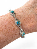 Kingman Blue Copper Turquoise Solid 925 Sterling Silver Bracelet