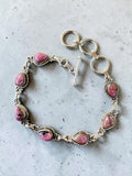 Rhodonite Solid 925 Sterling Silver Bracelet