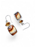 Septarian & Citrine Solid 925 Sterling Silver Earrings