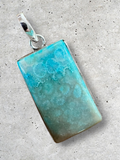 Teal Flower Coral Silver Overlay Pendant