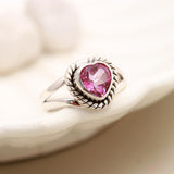 HEART Pink Topaz Solid 925 Sterling Silver Ring size 5-10