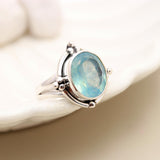 Blue Topaz Solid 925 Sterling Silver Ring 7.5