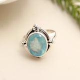 Blue Topaz Solid 925 Sterling Silver Ring 7.5