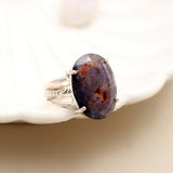 Iolite Sunstone Solid 925 Sterling Silver Ring 7
