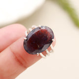 Iolite Sunstone Solid 925 Sterling Silver Ring 7