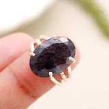 Iolite Sunstone Solid 925 Sterling Silver Ring 6.5