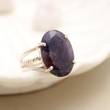 Iolite Sunstone Solid 925 Sterling Silver Ring 6.5