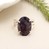 Iolite Sunstone Solid 925 Sterling Silver Ring 6.5