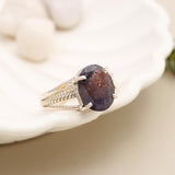 Iolite Sunstone Solid 925 Sterling Silver Ring 9.5