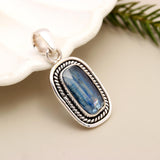 Faceted Blue Kyanite Solid 925 Sterling Silver Pendant
