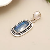 Faceted Blue Kyanite Solid 925 Sterling Silver Pendant