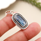 Faceted Blue Kyanite Solid 925 Sterling Silver Pendant
