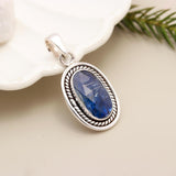 Faceted Blue Kyanite Solid 925 Sterling Silver Pendant