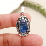 Faceted Blue Kyanite Solid 925 Sterling Silver Pendant