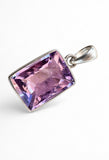 Making Waves Jewelry and Accessories rectangular faceted amethyst pendant set in polished 925 sterling silver