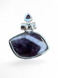 Making Waves Jewelry and Accessories chevron amethyst pendant in 925 sterling silver with a faceted accent stone.