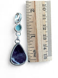 Making Waves Jewelry and Accessories sterling silver pendant with purple amethyst teardrop and turquoise accent stone