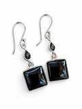 Making Waves Jewelry and Accessories sterling silver drop earrings featuring square and teardrop black onyx stones.