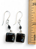 Making Waves Jewelry and Accessories sterling silver drop earrings with square and teardrop black onyx stones