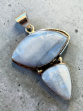 Making Waves Jewelry and Accessories blue chalcedony pendant with two stones set in polished 925 sterling silver