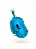 Making Waves Jewelry and Accessories blue druzy agate pendant in a 925 sterling silver prong setting.