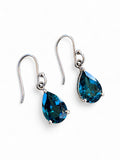 Making Waves Jewelry and Accessories teardrop dangle earrings with faceted ocean-blue stones in silver-tone settings.