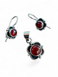 Making Waves Jewelry and Accessories sterling silver and carnelian floral drop earrings and pendant jewelry set