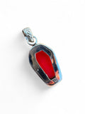 Making Waves Jewelry and Accessories coffin pendant with neon pink lab-created opal in oxidized sterling silver.
