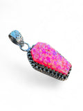 Making Waves Jewelry and Accessories coffin pendant with neon pink lab-created opal in oxidized sterling silver setting