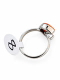 Making Waves Jewelry and Accessories crescent moon ring with a textured orange stone on a polished sterling silver band