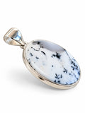 Making Waves Jewelry and Accessories oval dendritic agate pendant with dark fern-like inclusions in sterling silver