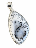Making Waves Jewelry and Accessories dendritic agate teardrop pendant with black fern-like patterns in sterling silver