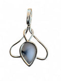 Making Waves Jewelry and Accessories teardrop pendant with dendritic agate and 925 sterling silver open-work setting.