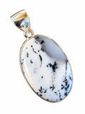 Making Waves Jewelry and Accessories oval dendritic agate pendant with black fern-like inclusions in sterling silver