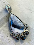 Dendritic Opal & Onyx Silver Overlay Pendant