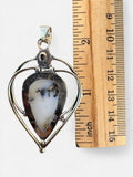 Making Waves Jewelry and Accessories dendritic opal and moonstone sterling silver heart pendant with ruler for scale