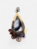Making Waves Jewelry and Accessories sterling silver teardrop pendant with dendritic opal and black onyx accents