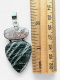 Making Waves Jewelry and Accessories double stone pendant with pink oval and green teardrop gems in sterling silver