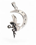 Making Waves Jewelry and Accessories sterling silver fairy on crescent moon pendant with star cut-outs
