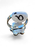 Making Waves Jewelry and Accessories floral statement ring with oxidized silver finish and hot pink teardrop stones