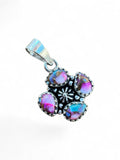 Making Waves Jewelry and Accessories sterling silver floral pendant with pink, purple, and turquoise stones.