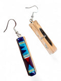 Making Waves Jewelry and Accessories sterling silver rectangular dangle earrings with geometric blue and red inlay