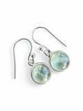 Making Waves Jewelry and Accessories round green fluorite drop earrings in bezel-set 925 sterling silver hooks