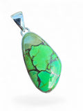 Making Waves Jewelry and Accessories handcrafted apple-green turquoise pendant in a polished 925 sterling silver setting